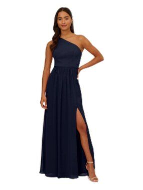 Adrianna Papell One-Shoulder Chiffon in Midnight Blue NWT10